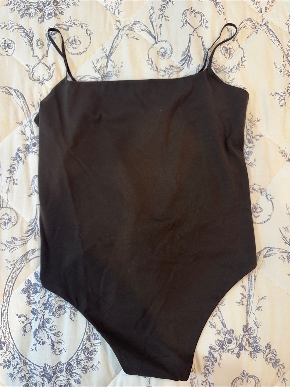 Athleta Black Spaghetti-Strap One-Piece Bodysuit